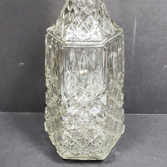 14" Vtg Libbey Cambridge Diamond Cut Glass Decanter Stopper Whiskey Bourbon - Picture 2 of 9